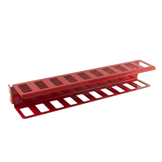 red metal plier holder on white background