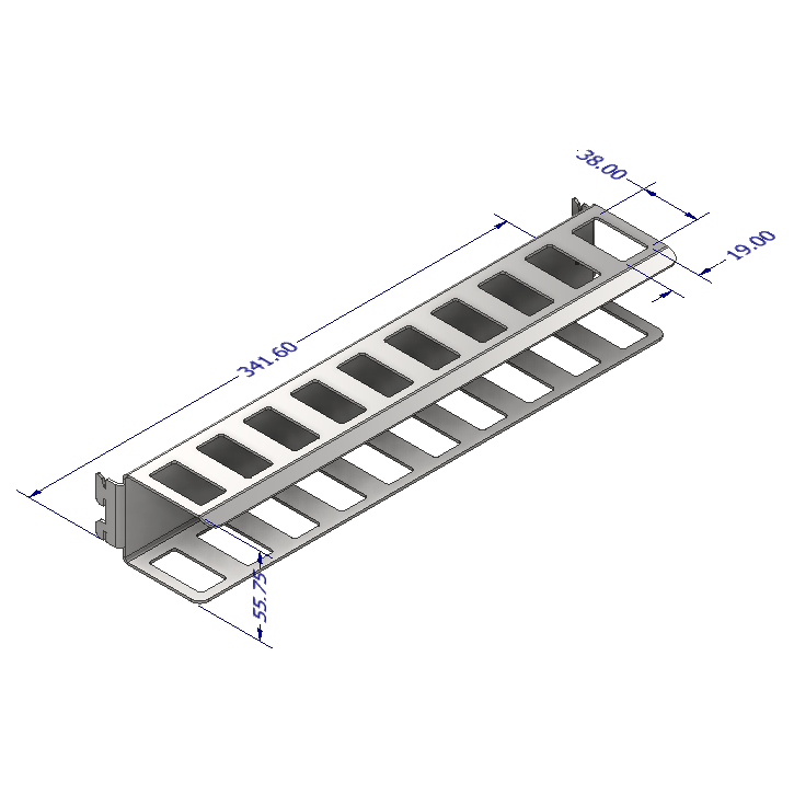 Load image into Gallery viewer, Metal bracket with dimensions on a white background
