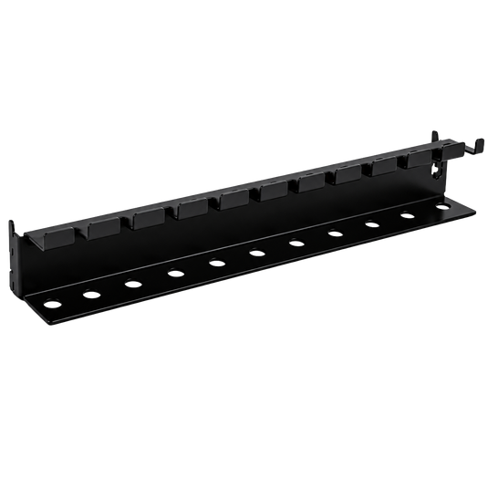 Black metal bracket on a white background