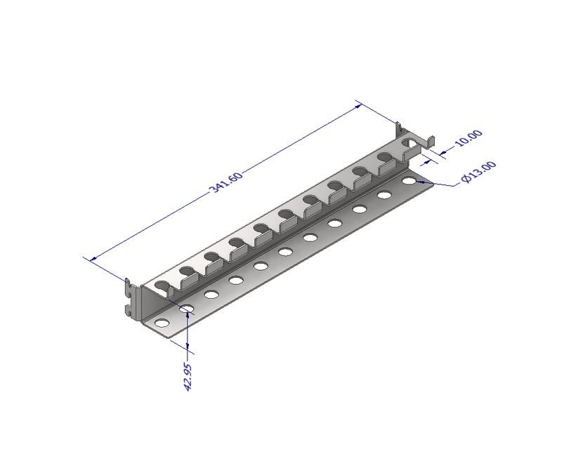 Load image into Gallery viewer, Technical drawing of a metal bracket with dimensions on a white background
