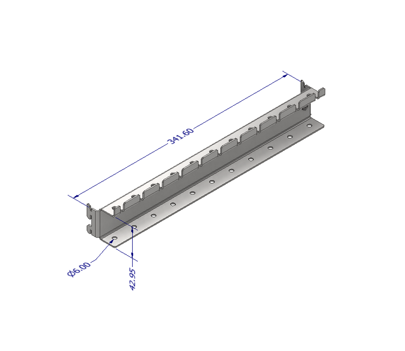 Load image into Gallery viewer, Metal bracket with dimensions on a white background
