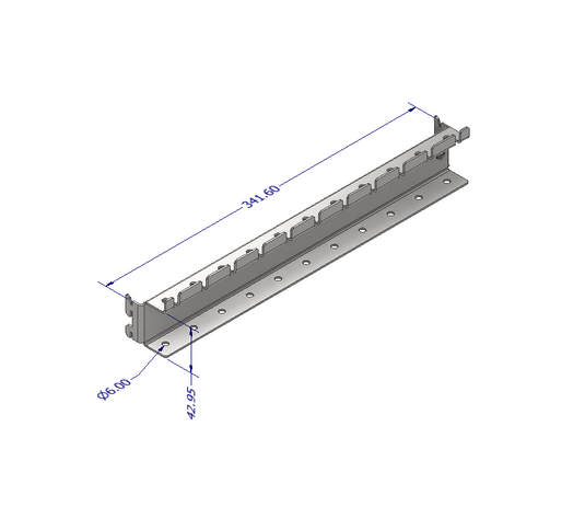 Metal bracket with dimensions on a white background