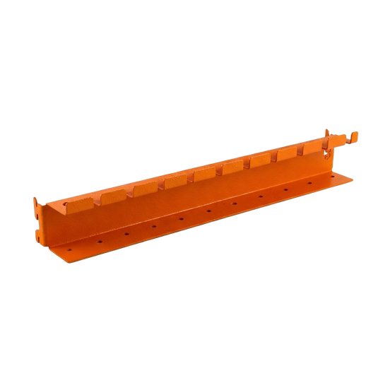 Orange metal bracket on a white background