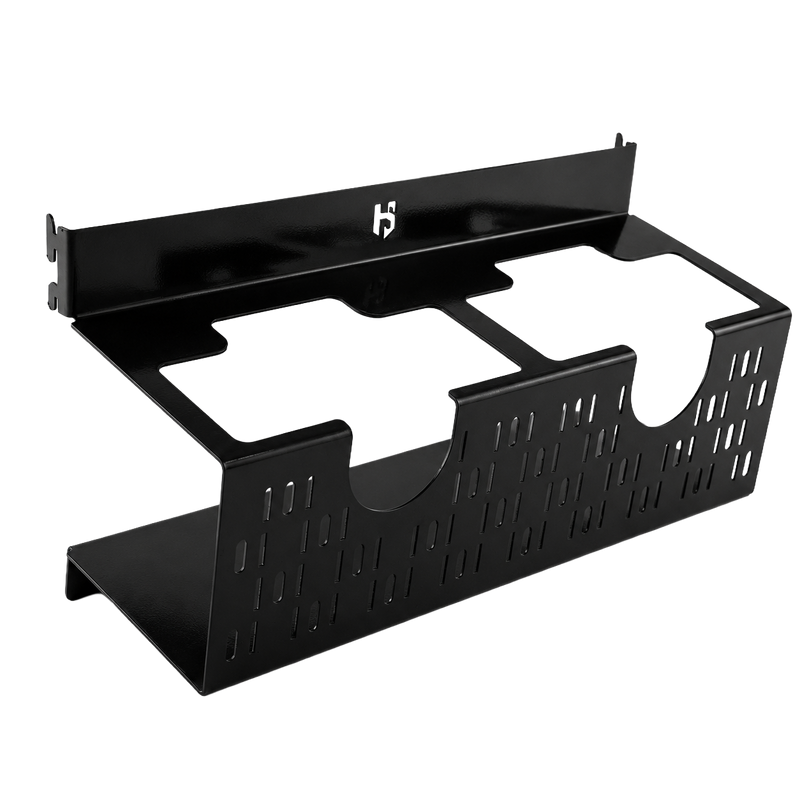 Load image into Gallery viewer, Black metal bracket with a logo on a white background
