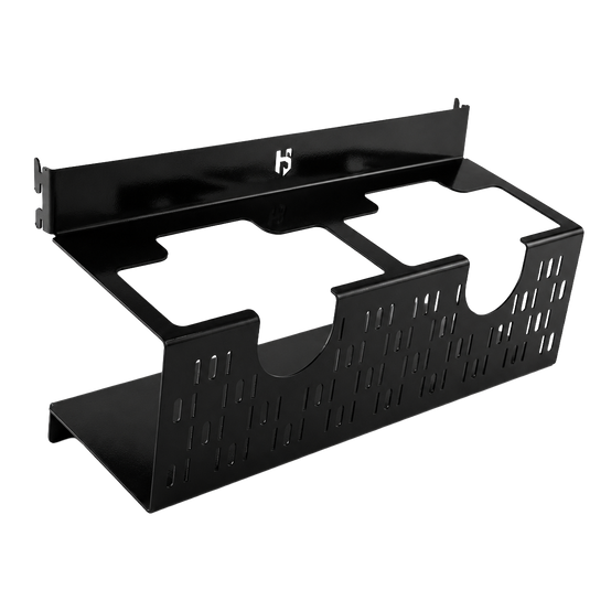 Black metal bracket with a logo on a white background
