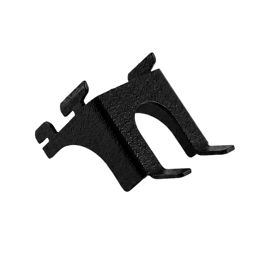 Black metal bracket on a white background