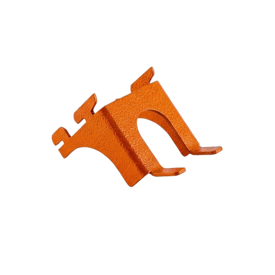 Orange metal bracket on a white background