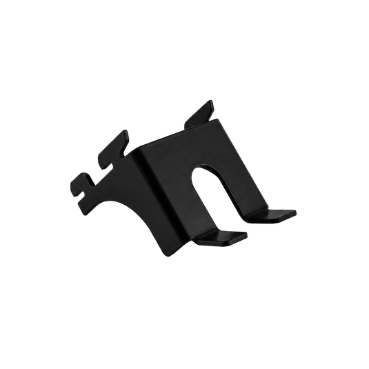 Black metal bracket on a white background
