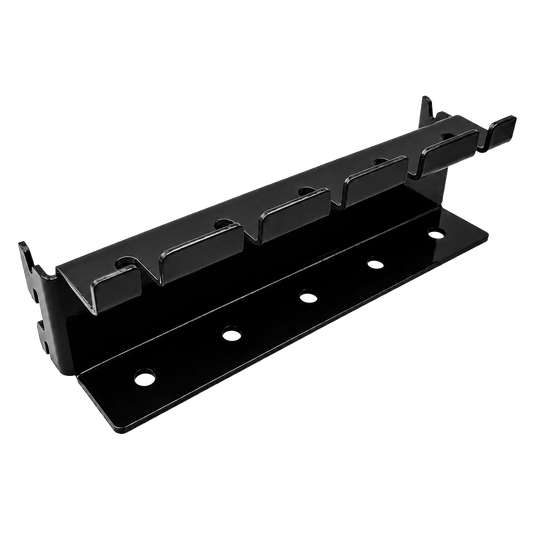 Black metal bracket on a white background