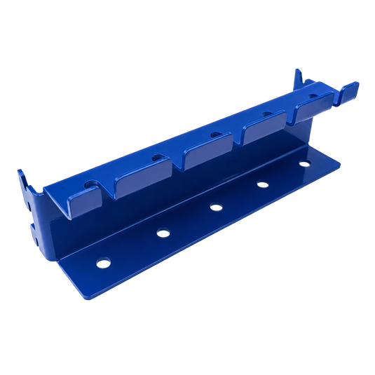Blue metal bracket on a white background