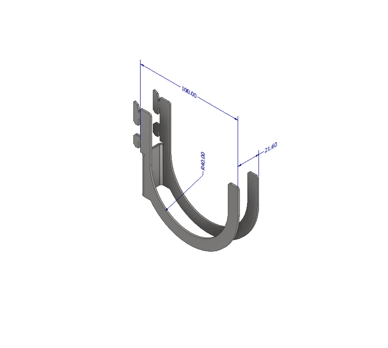 Load image into Gallery viewer, 3D model of a metal bracket with dimensions on a white background
