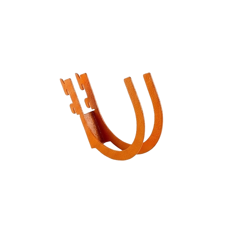 Load image into Gallery viewer, Orange U-shaped plastic bracket on a white background
