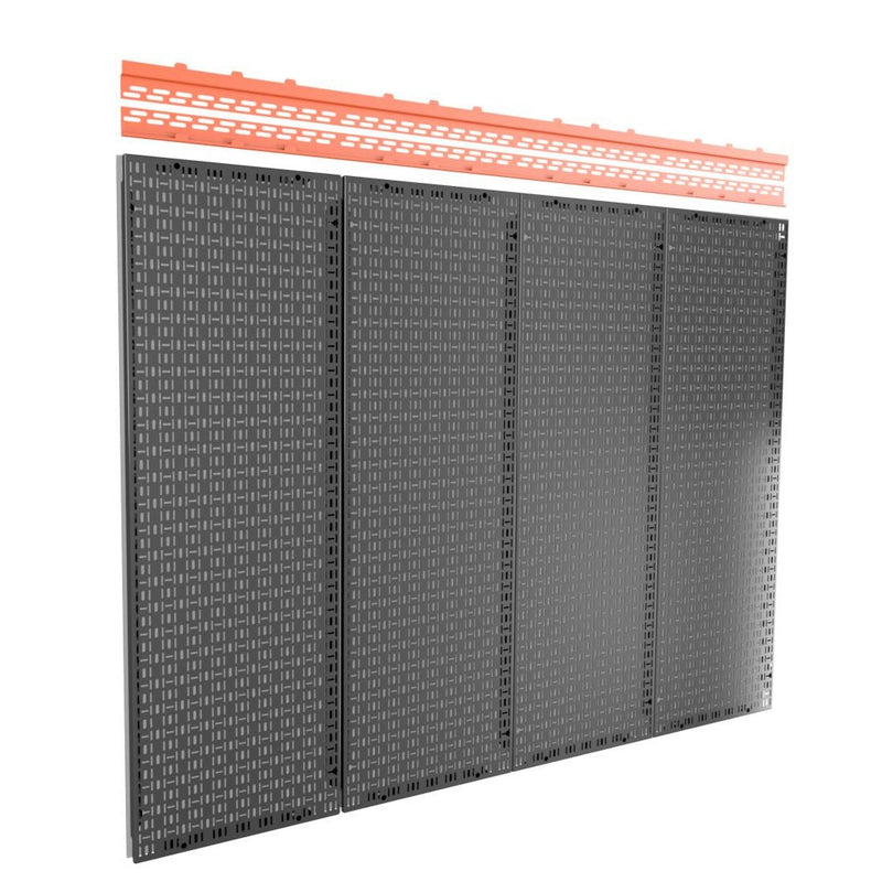 Load image into Gallery viewer, Black metal pegboards with red and white border on a white background
