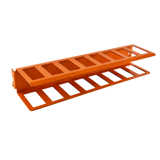 Orange metal rack on a white background