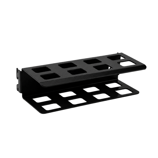 Black metal bracket on a white background