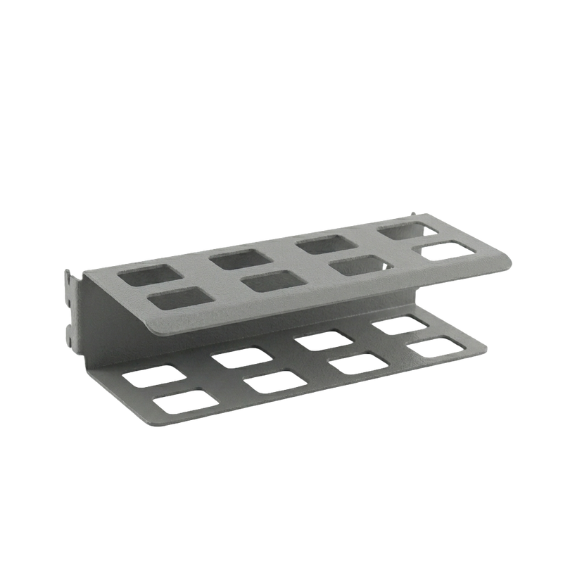 Load image into Gallery viewer, Metal bracket with multiple square holes on a white background
