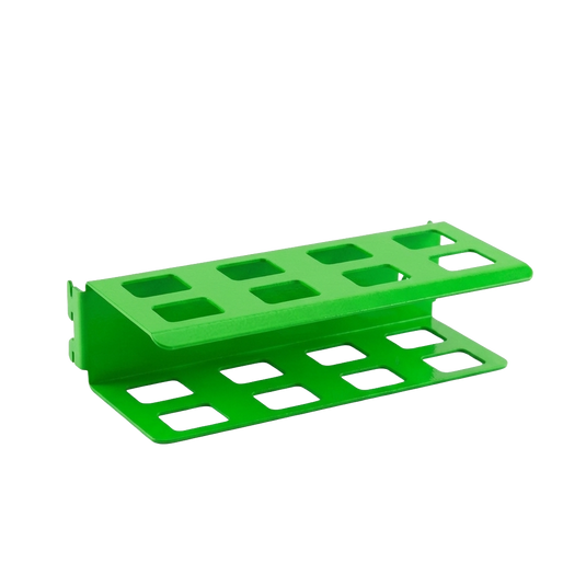 green metal bracket on white background