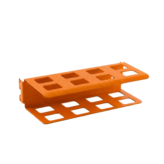 orange metal bracket on white background