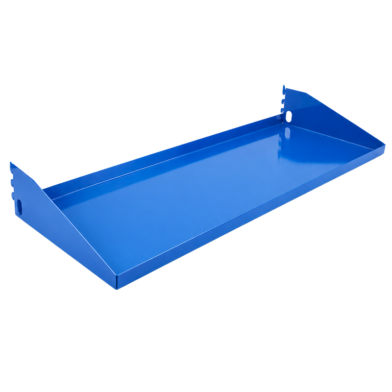 Load image into Gallery viewer, Blue metal shelf on a white background
