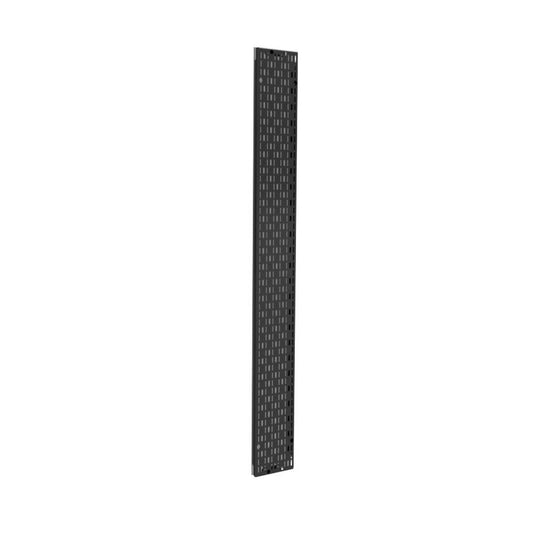 Black rectangular object with a textured surface on a white background