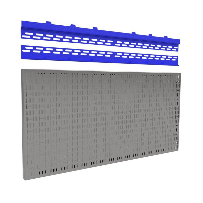 Load image into Gallery viewer, Gray pegboard with blue top section on a white background
