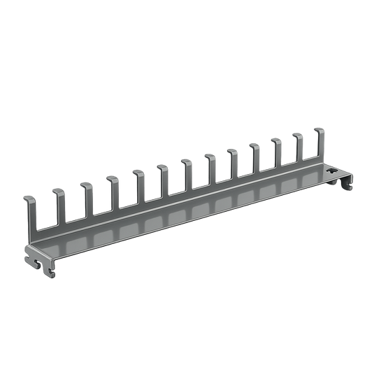 Metal bracket with multiple slots on a white background