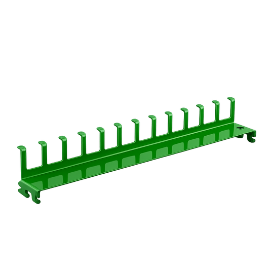 Green metal rail on a white background