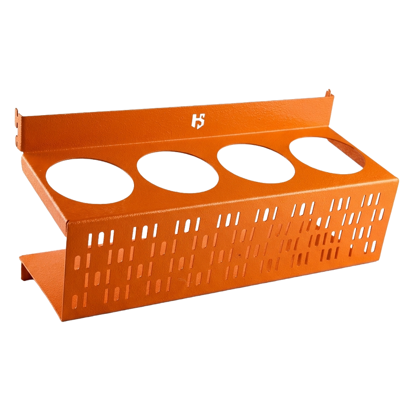 Load image into Gallery viewer, Orange metal basket with four circular compartments on a white background
