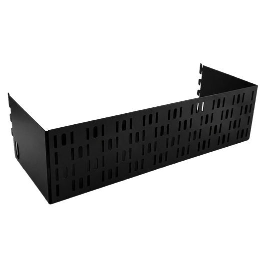Black metal bracket on a white background
