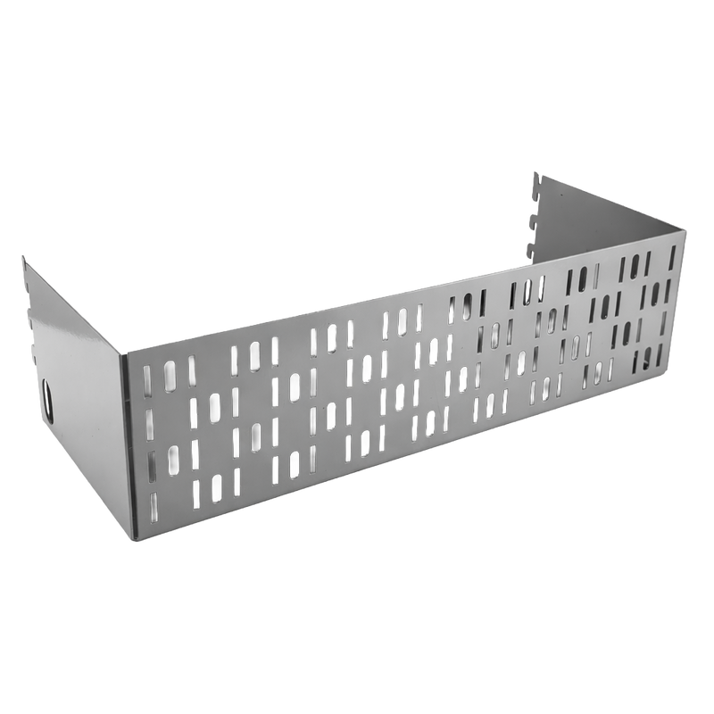 Load image into Gallery viewer, Gray metal storage bin with grid pattern on a white background
