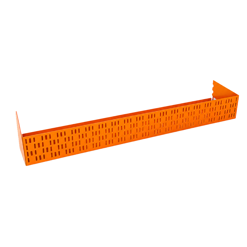 Load image into Gallery viewer, Orange metal shelf bracket on a white background
