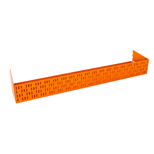 Orange metal shelf bracket on a white background