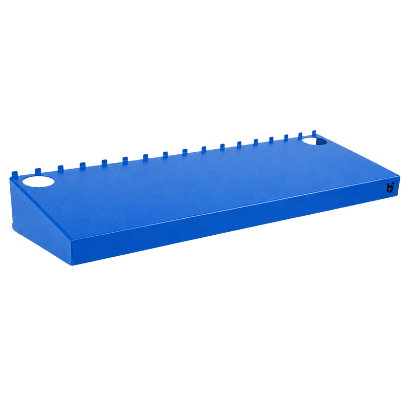 Load image into Gallery viewer, Blue metal tray with multiple small holes on a white background
