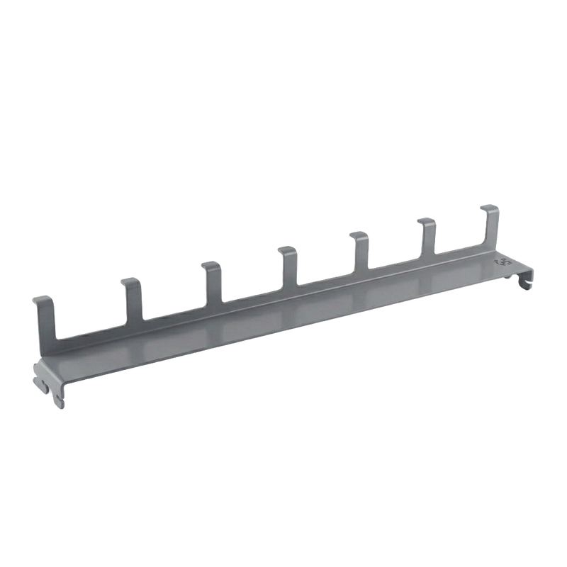 Load image into Gallery viewer, Gray metal pegboard with multiple hooks on a white background
