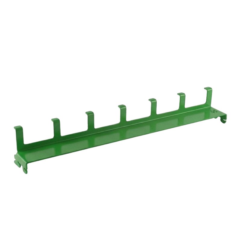 Load image into Gallery viewer, Green metal rack with multiple hooks on a white background
