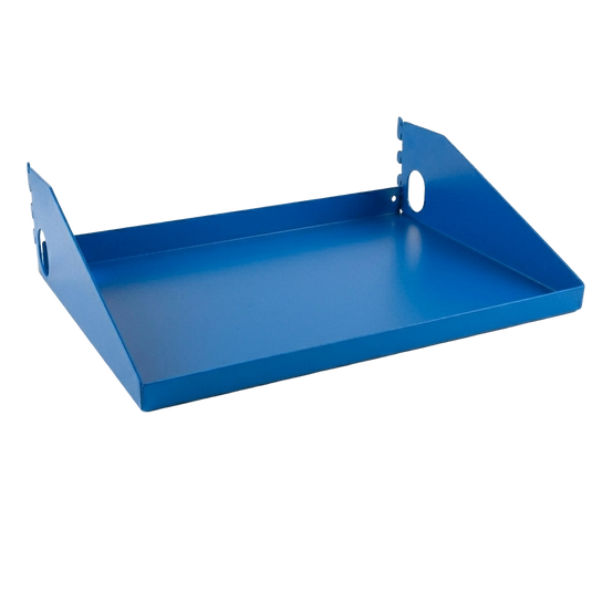 Blue metal tray on a white background