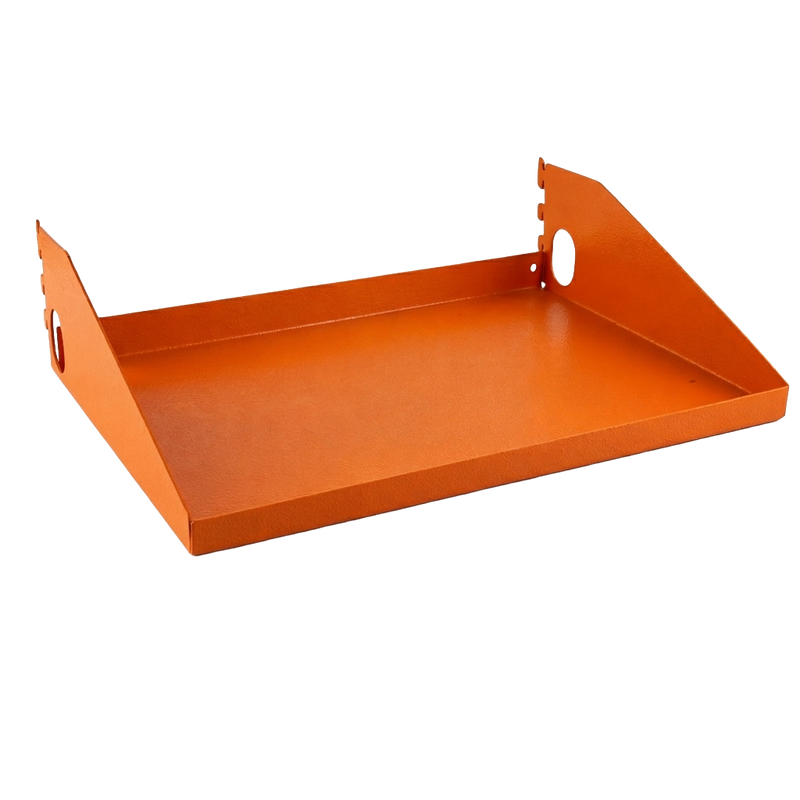 Load image into Gallery viewer, Orange metal tray with geometric design on a white background
