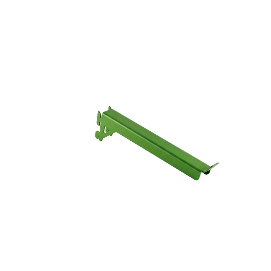 Green metal bracket on a white background