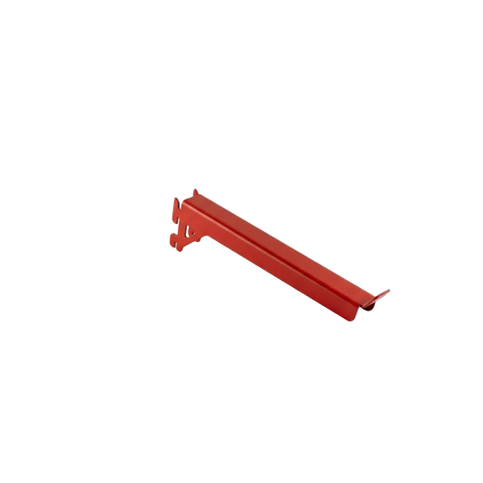 Red metal bracket on a white background