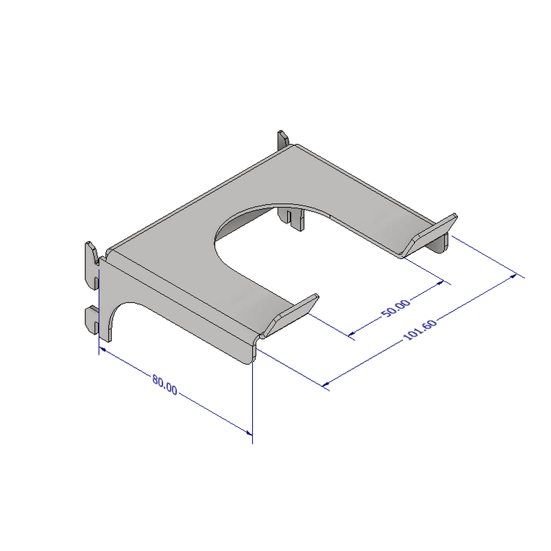 Load image into Gallery viewer, Technical drawing of a metal bracket with dimensions on a white background
