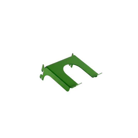 Green metal bracket on a white background
