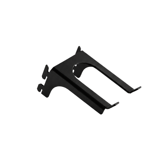 Black metal bracket on a white background
