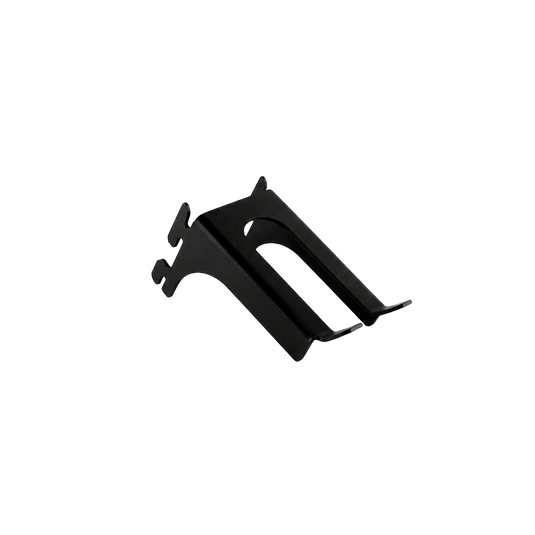 Black metal bracket on a white background